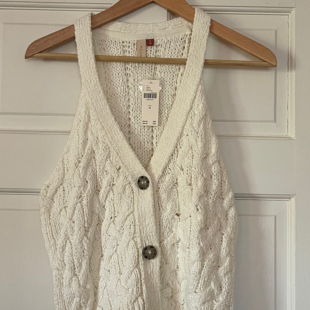 Pilcro Cream Cable Knit Cardigan Vest